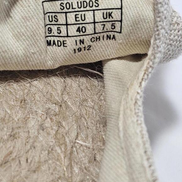 Soludos Embroidered Swimmers Ibiza Mules Tan Flat Canvas Slip On Womens Size 9.5 - Picture 8 of 11